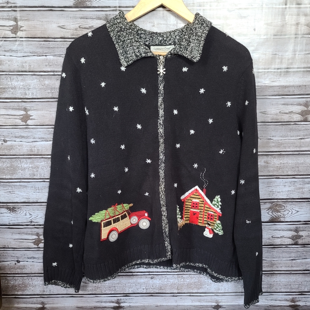 2 For $18 Coldwater Creek Christmas Holiday Zip up Sweater size 1X